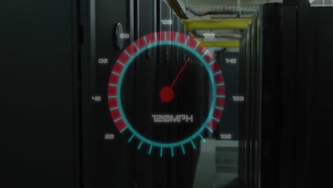 animation of speedometer over server room