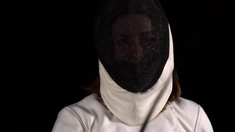 fencer in action with fencing gear
