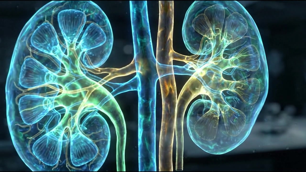 Human kidney cross section renal cortex urology hologram