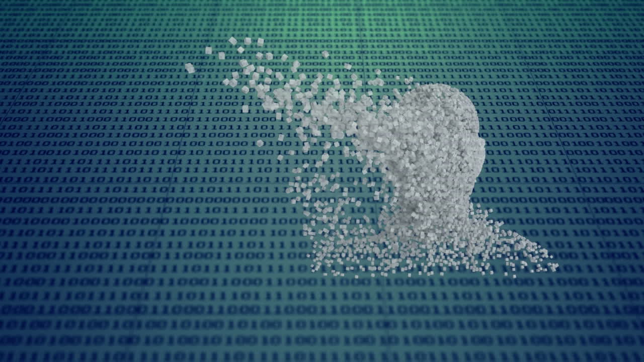 Moving human bust with data processing