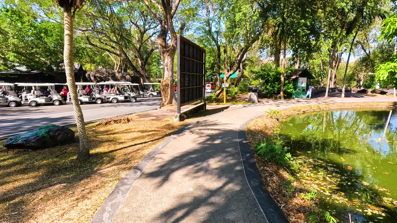 경치 좋은 동물원 에서 평화로운 산책