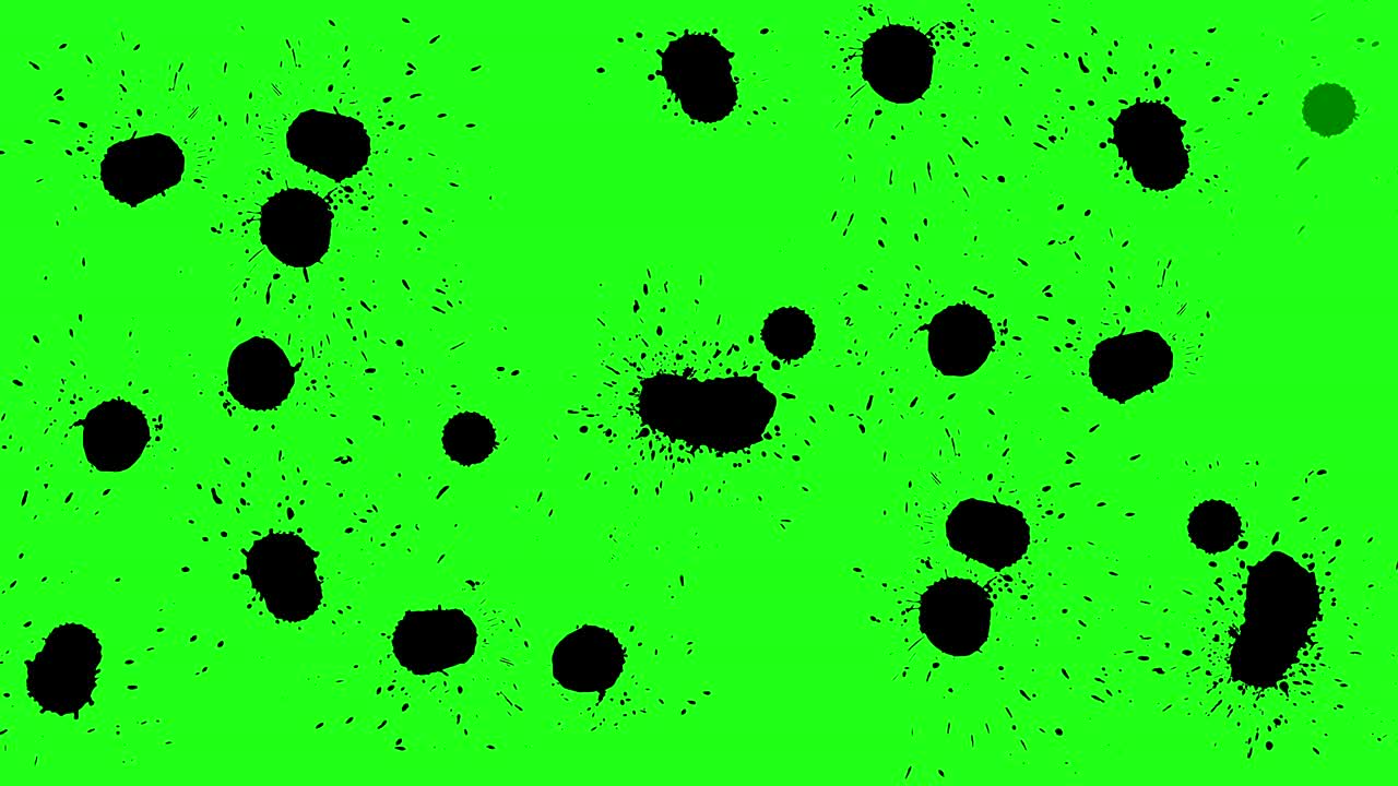 Brush blot. Green screen background. 4k animation.