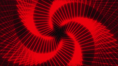 fondo retro abstracto brillante corredor futurista estrella roja cuadrícula de alambre túnel ondas de movimiento bucle sin costuras resolución 4k. cyberpunk luz ultravioleta fluorescente geométrica.