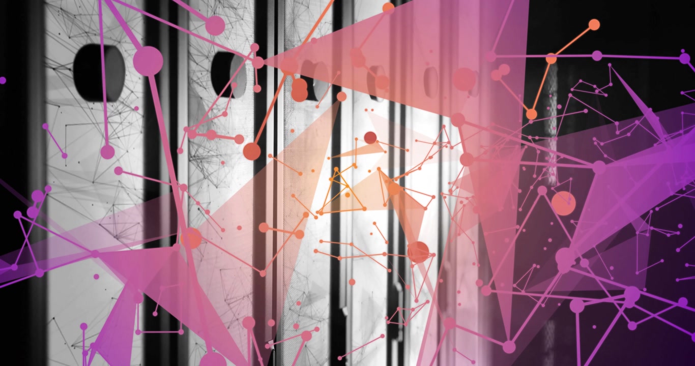 Thin pink lines appearing on metal panel forming node network, expanding fading showing connections