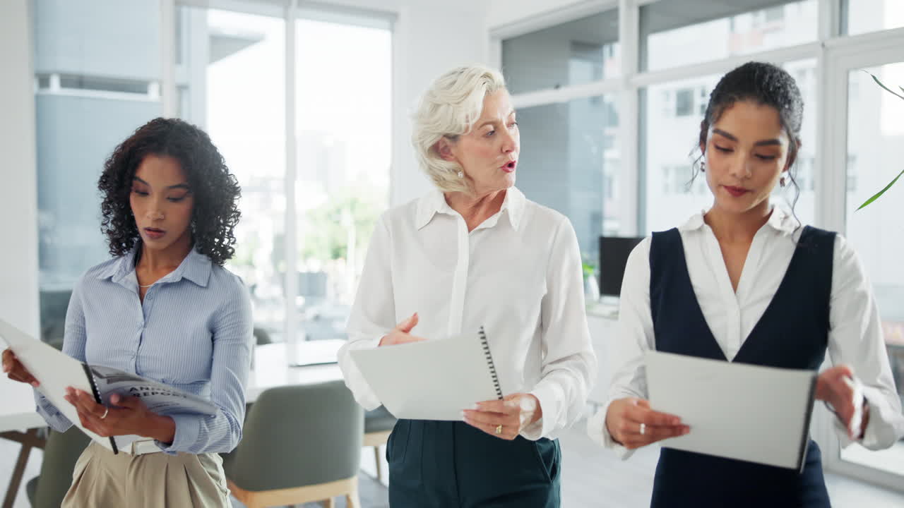 Three businesswomen in office discussing project