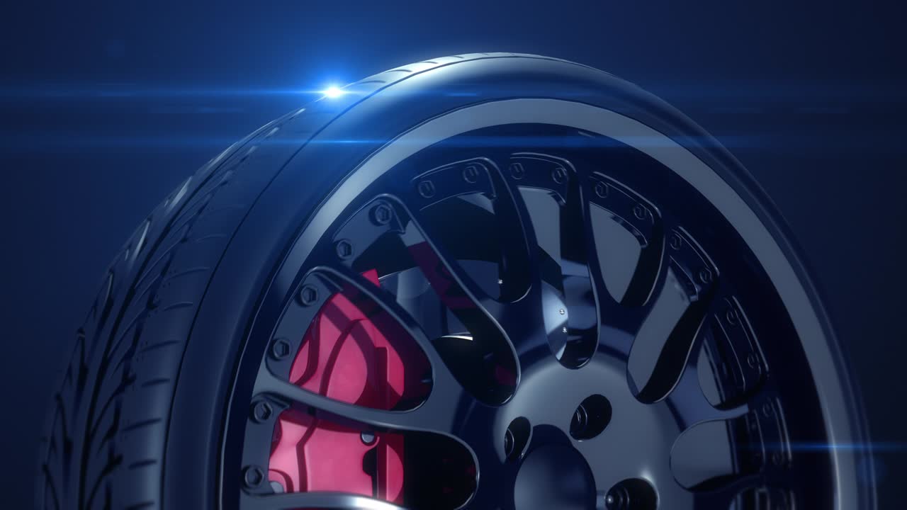 neumático de automóvil deportivo que gira lentamente