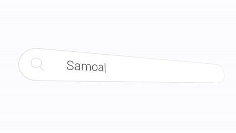 entering samoa in web browser's search bar - island country in polynesia. closeup shot