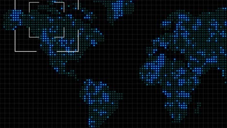 scanning or searching an objective in a technologic hologram world map and north america