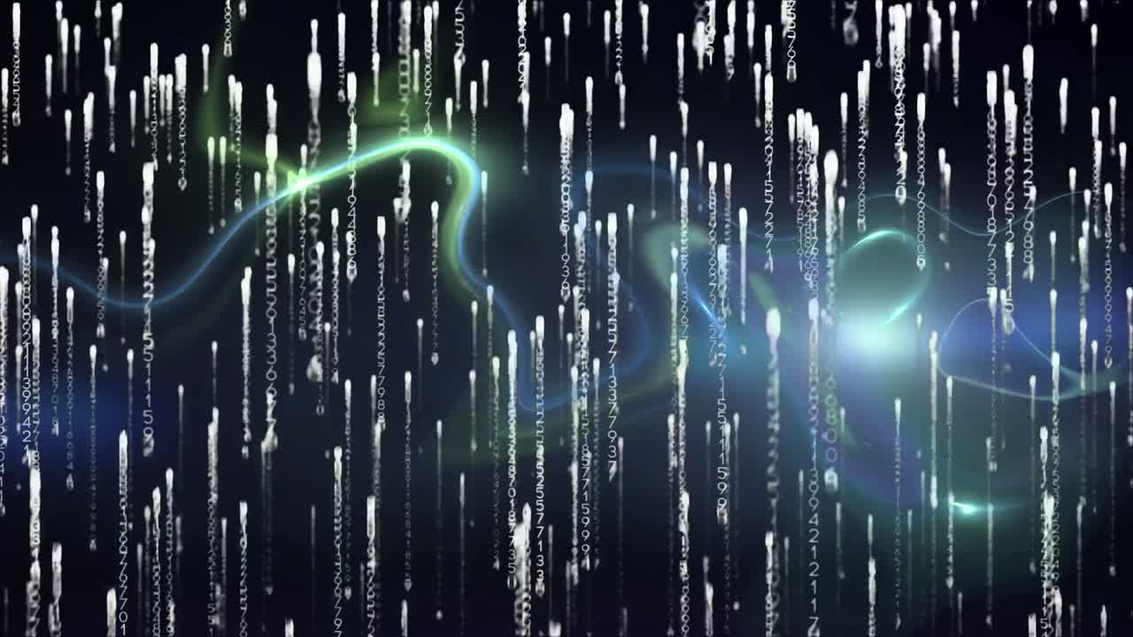 흐르는 정보와 함께 빛나는 연기의 흐르는 트레일의 애니메이션