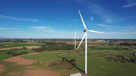 wind turbines blow in the wind of the wisconsin countryside