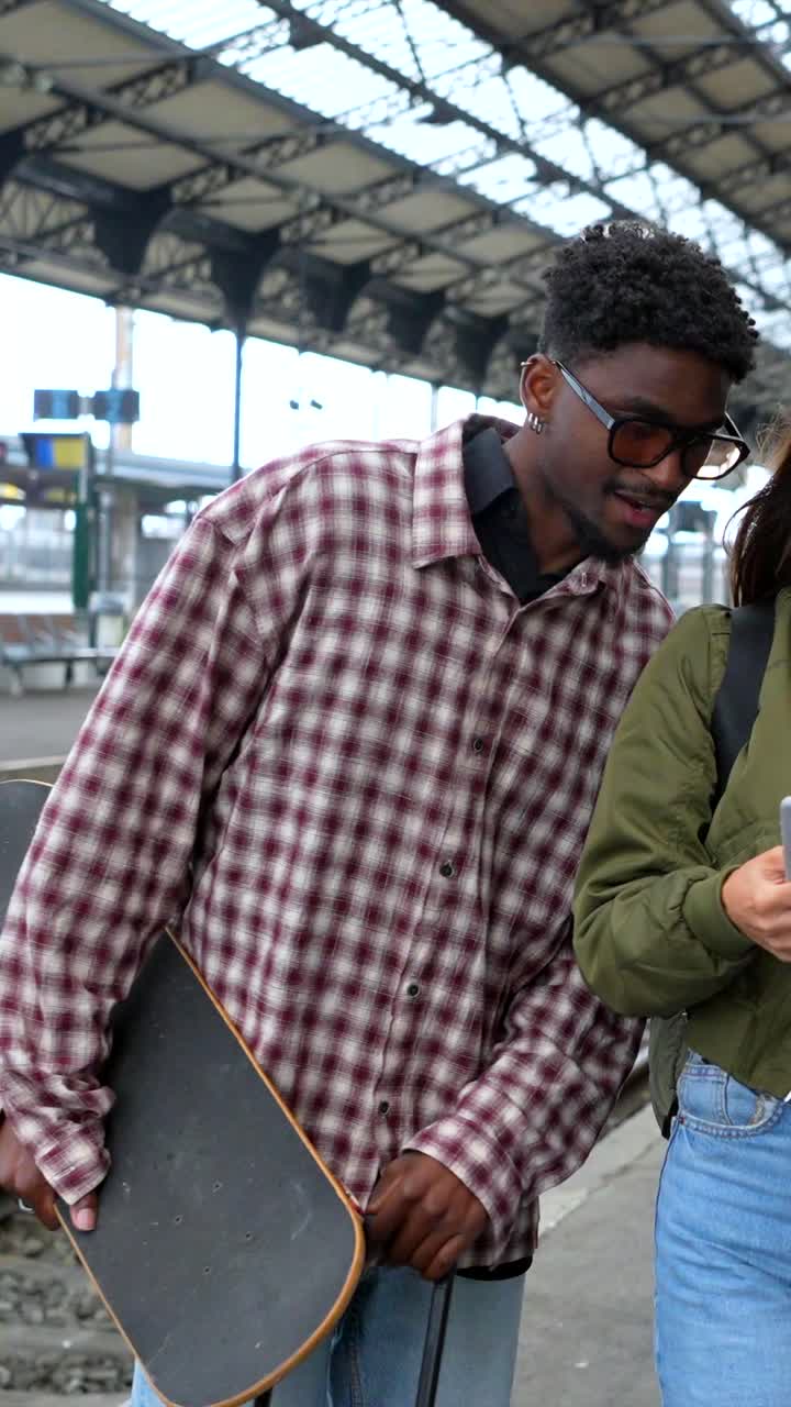 People walking in a train station