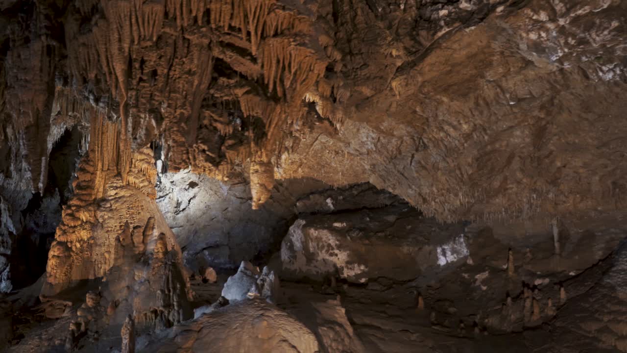 Demanovska Cave Of Liberty In Low Tatras Slovakia With Stalactites Stalagmites And Underground Waterfall Lake Most Visited Cave In Slovakia Natural Limestone Formations Captured In Cinematic 4K