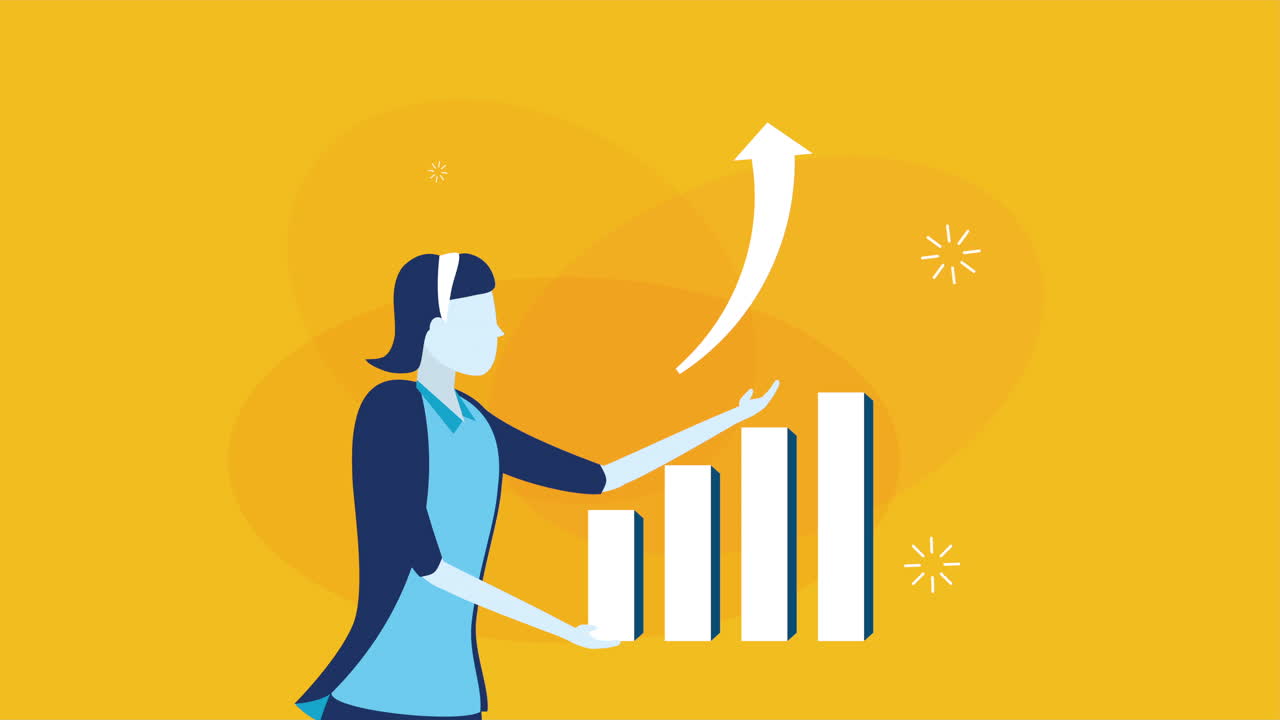 businesswoman worker with statistics bars