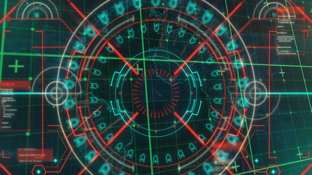 animación de patrón de mandala en círculos sobre patrón abstracto y globo contra fondo negro