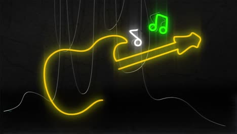 Animation-of-neon-guitar-on-black-background