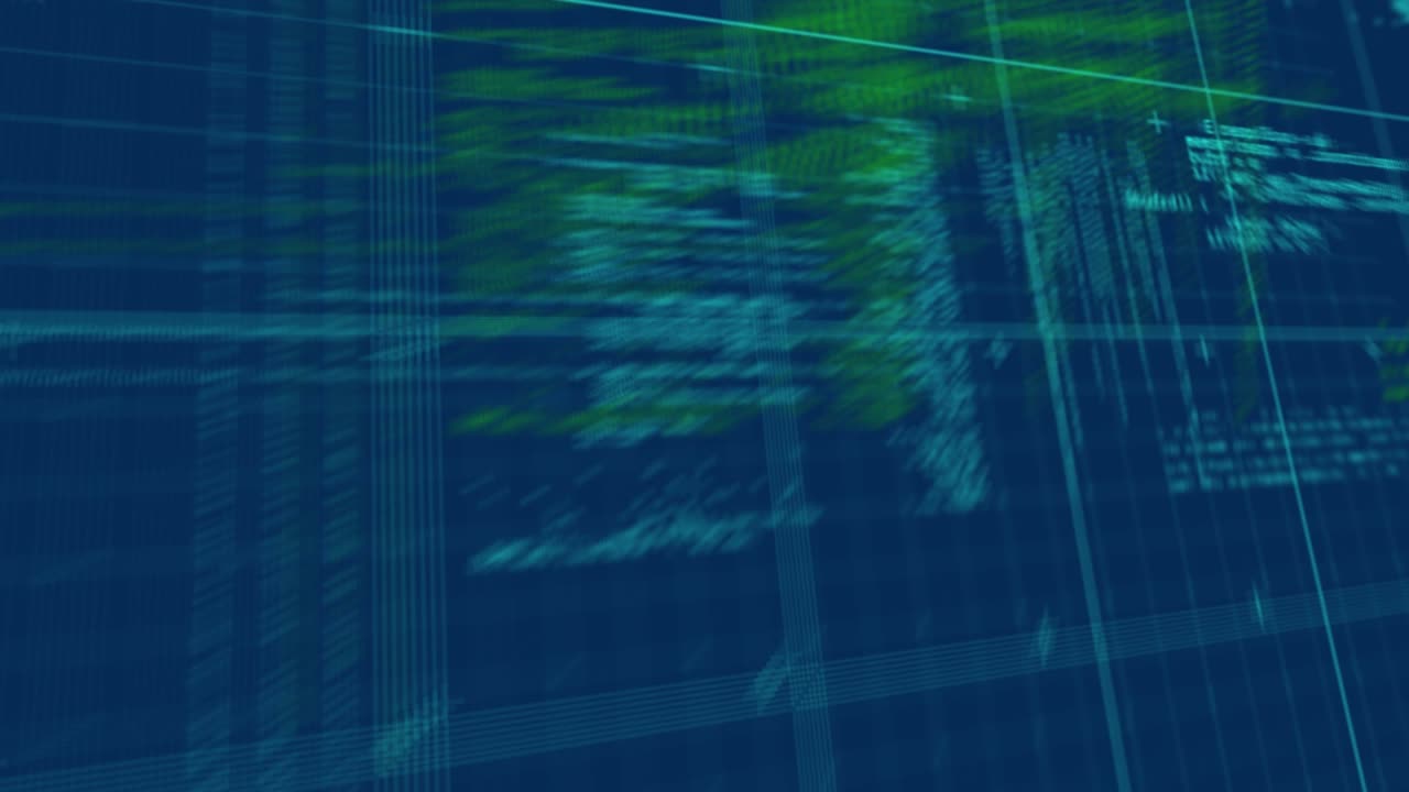Animation of data processing on navy background