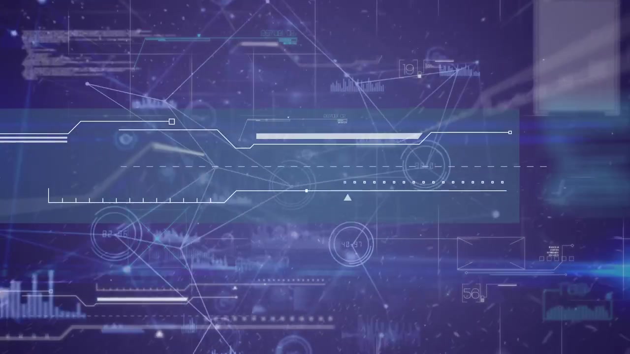 Animation of data processing over blue background