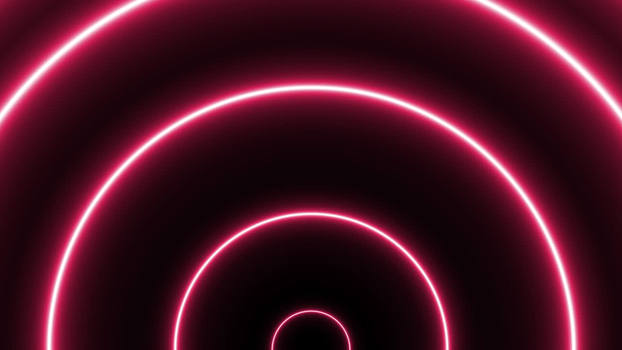 elementos redondos de neón rosado animados en un fondo oscuro. concepto gráfico de movimiento de bucle sin costuras abstracto