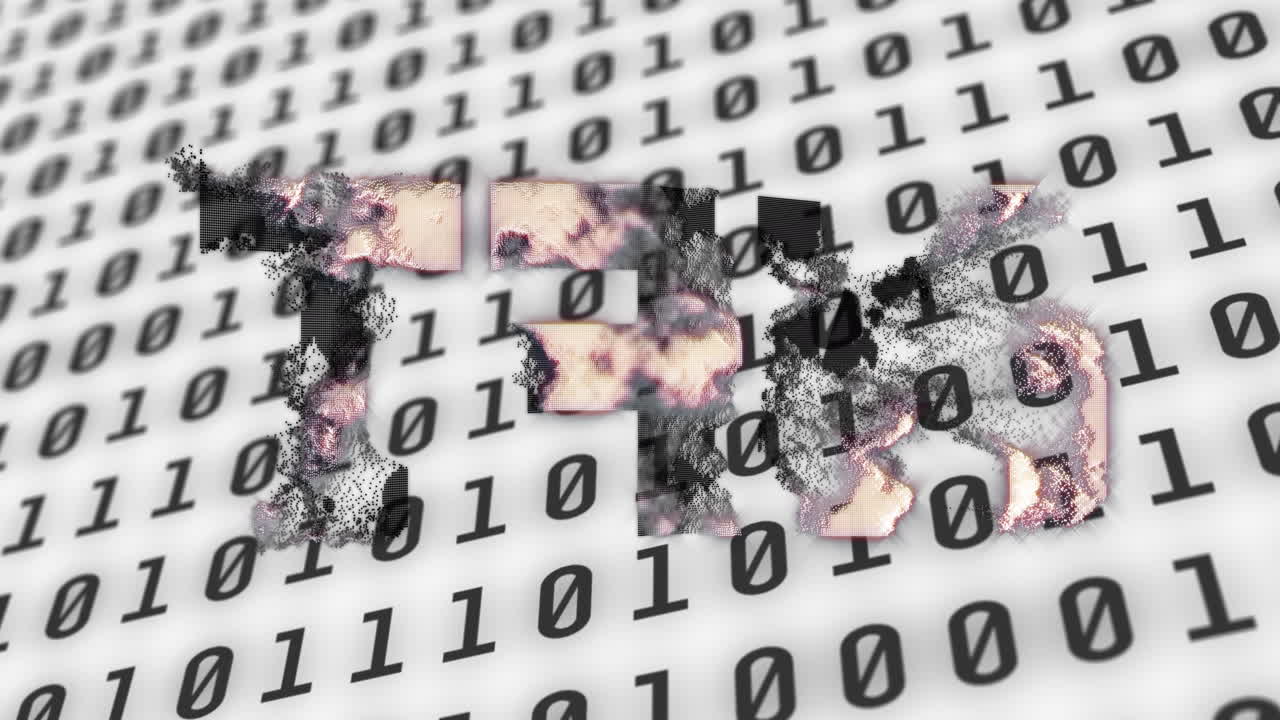 animación del texto nft sobre codificación binaria