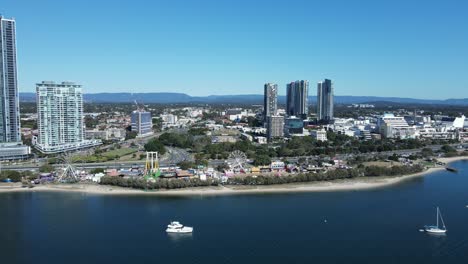 gold coast australia show day carnival viewed from high above the broadwater parklands