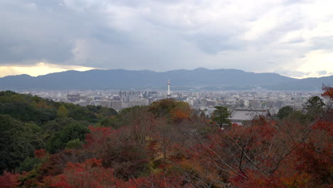 aerial view of kyoto city from kiyomizu-dera in autumn season