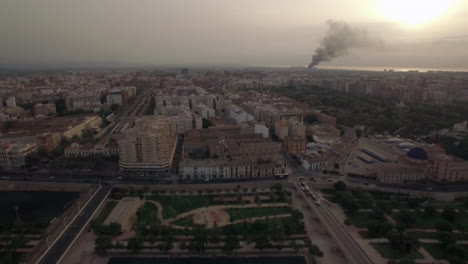 Aerial-flight-above-Valencia-Spain