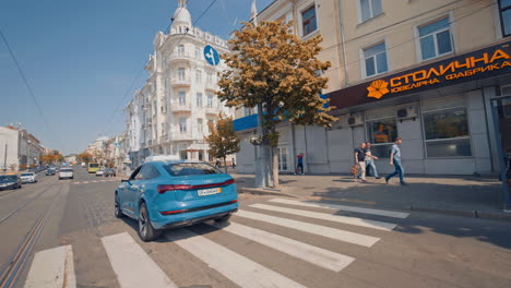 new audi e tron. close up of cinematic shot of new audi