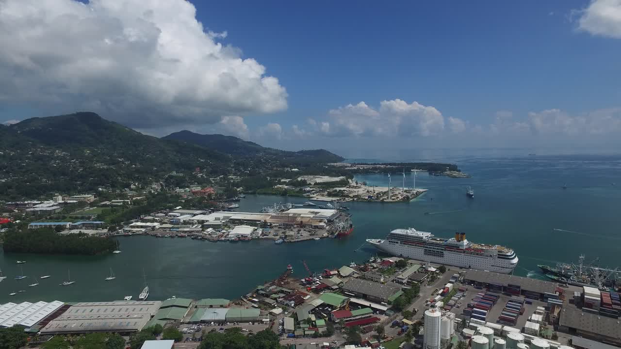 Aerial View of Port Victoria, Mahe Island, Seychelles