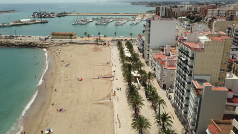 coastal town with beach and marina