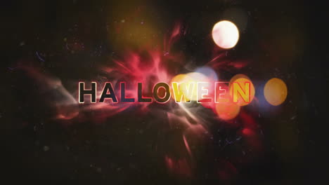 Halloween-Textanimation-über-Farbenfrohem-Abstraktem-Hintergrund-Mit-Lichteffekten