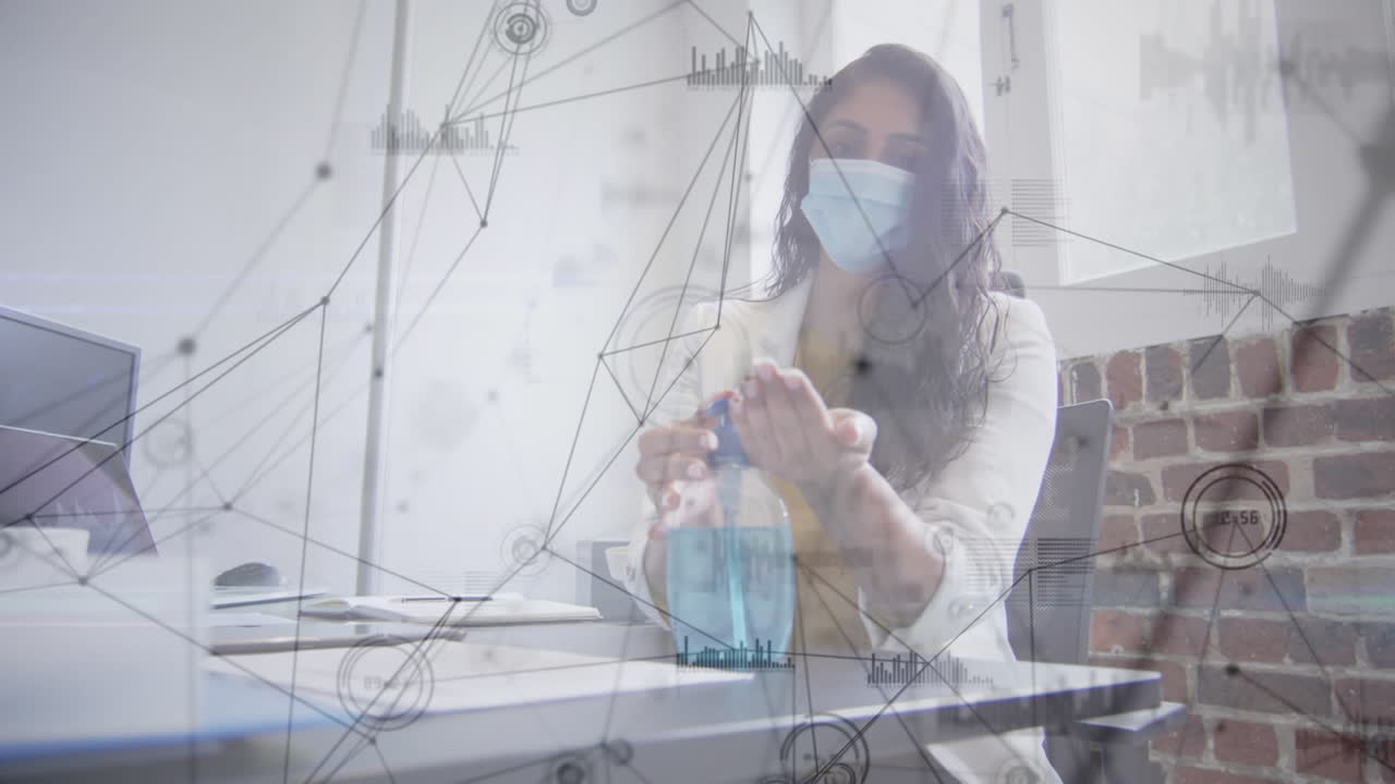 animación de la red de conexiones sobre la mujer en el cargo