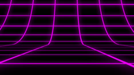 purple holographic grid matrix vertical motion graphic element. abstract technologic black background with violet stripes and particles