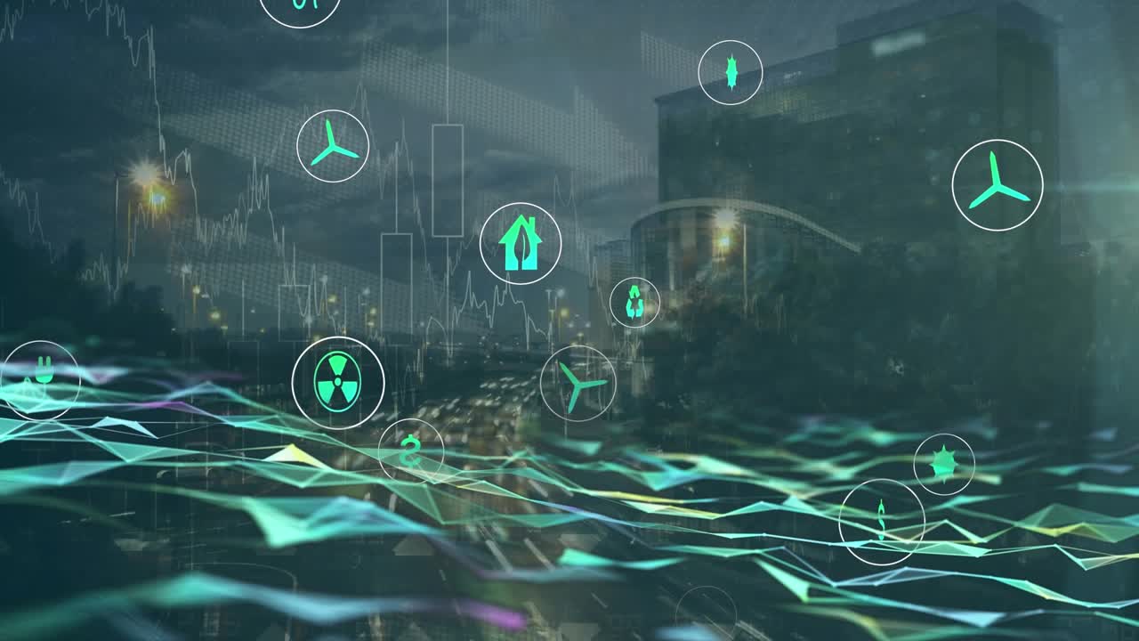 An animation of a web of connections on a black background
