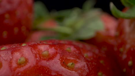 close-up macro shot of dewy strawberry detail