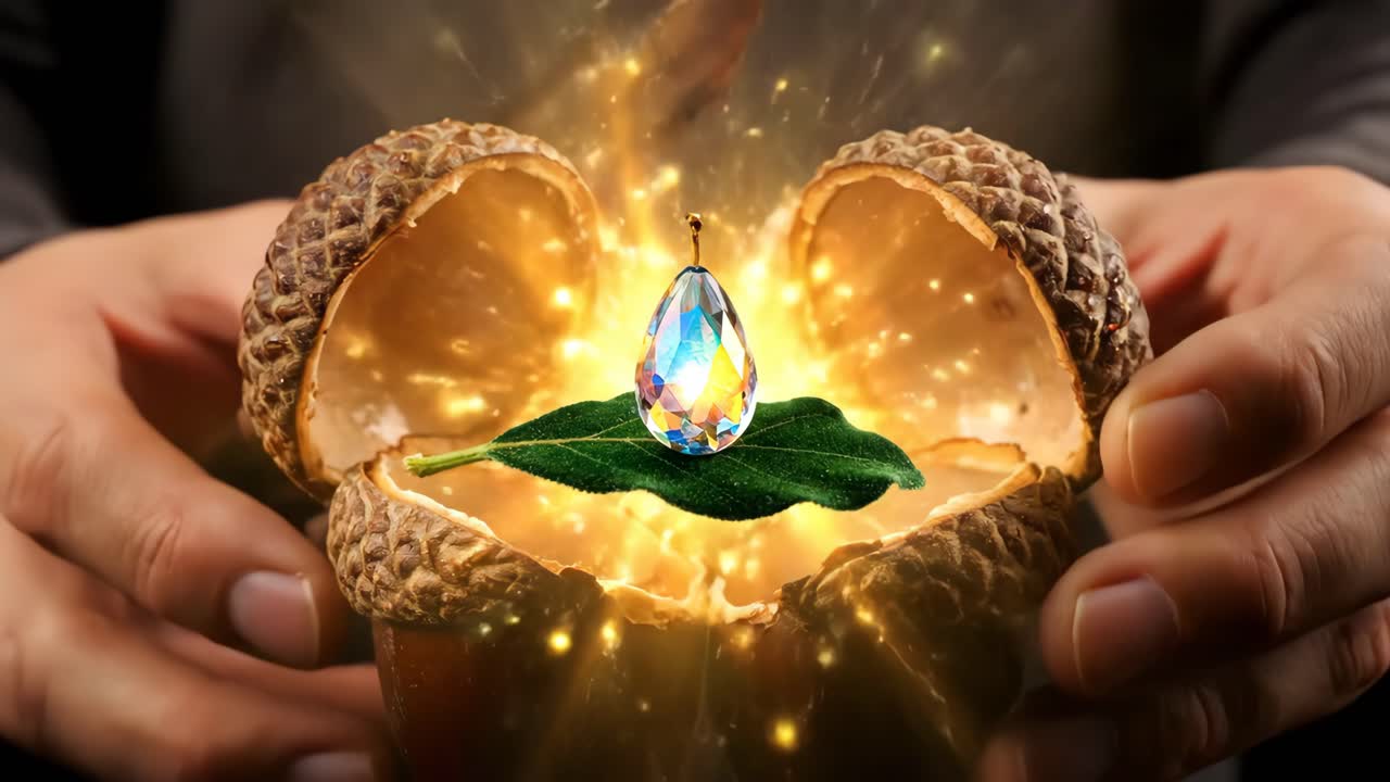 Acorn transformation with knife and magic