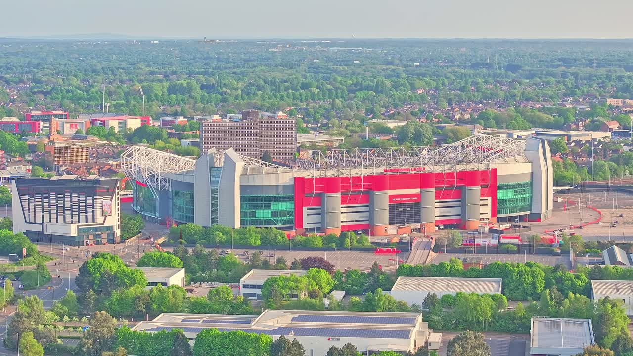 Aerial View Of Old Trafford Stadium, Home Of Manchester United Football Team, England