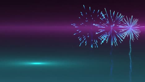 Animation-of-light-spots-and-fireworks-on-black-background