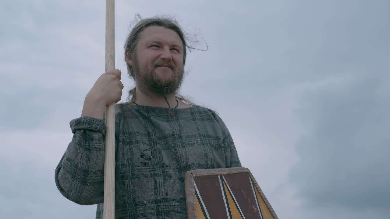 Medieval Warrior with Spear and Shield