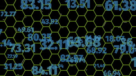 processing numerical data on hexagonal grid animation