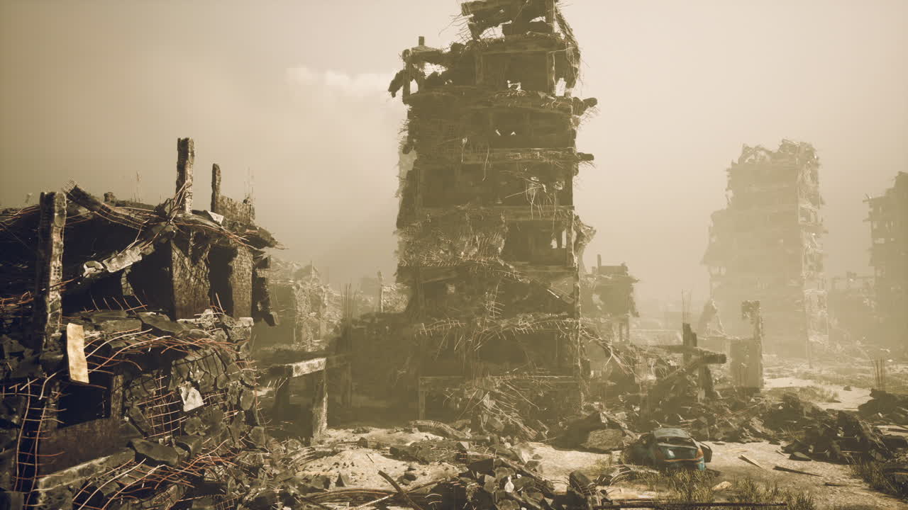 un paisaje urbano post-apocalíptico