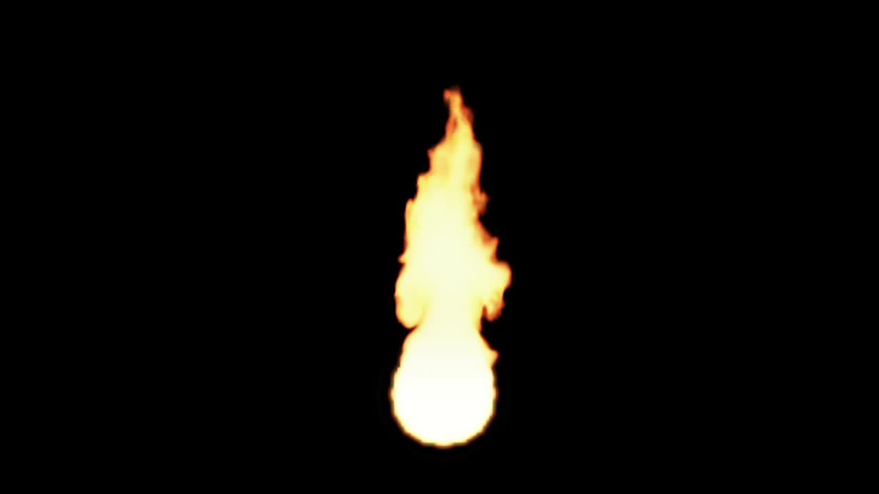 Fire ball torch in slow motion on black background isolated