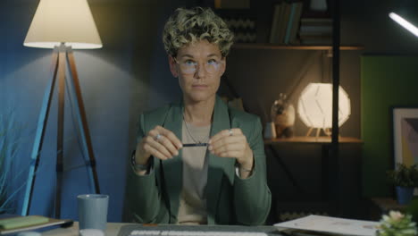 businesswoman presenting data charts