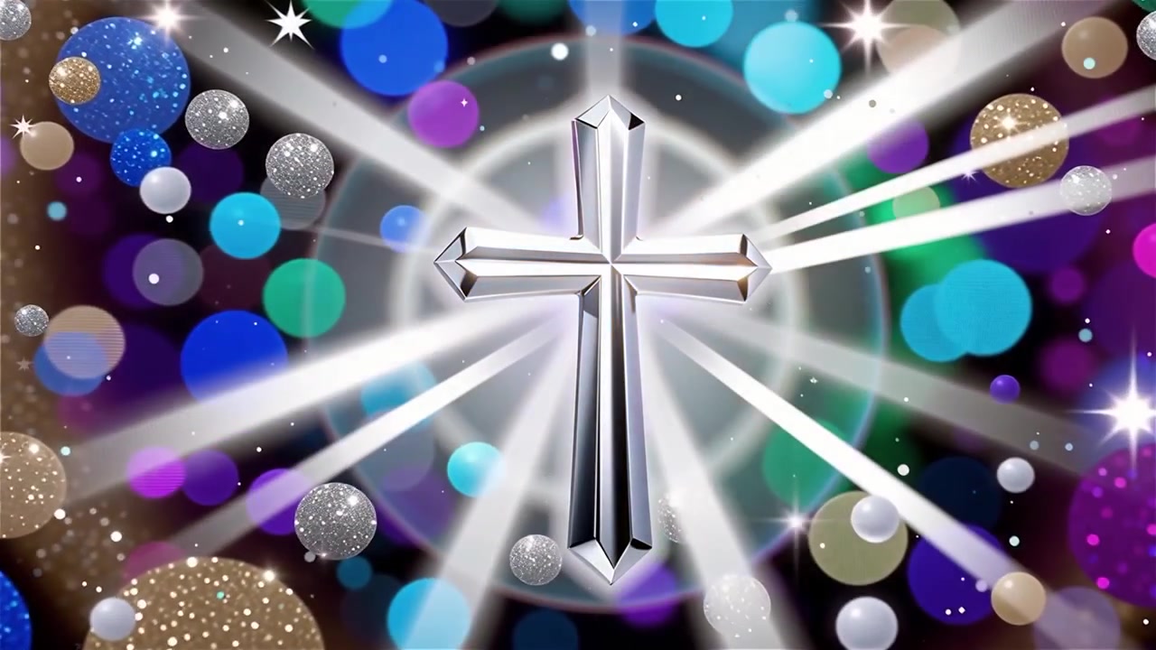 Croce Cristiana Luce Celestiale Sfondo per il Culto.