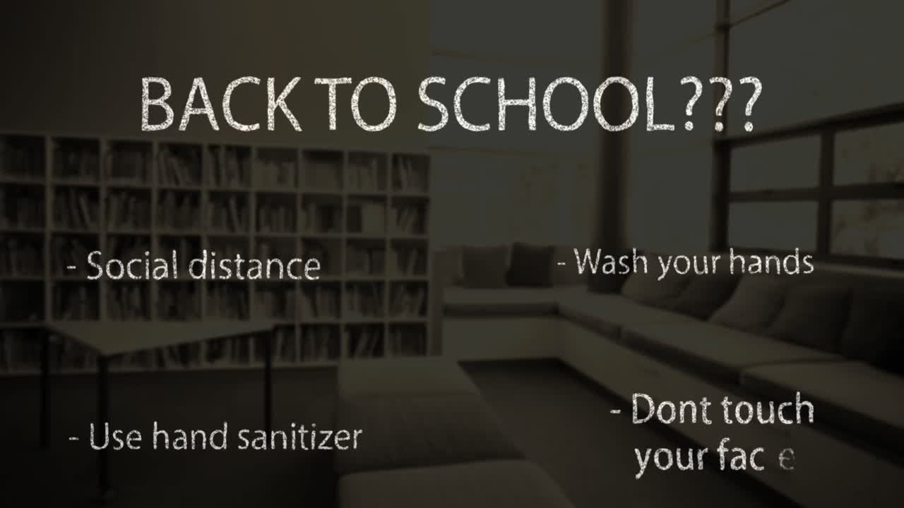 빈 도서관에 대한 학교 교과서와 코로나바이러스 개념 교과서