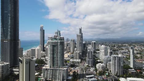 Unique-view-of-the-iconic-city-high-rise-skyline-of-downtown-Surfers-Paradise-with-ocean-views