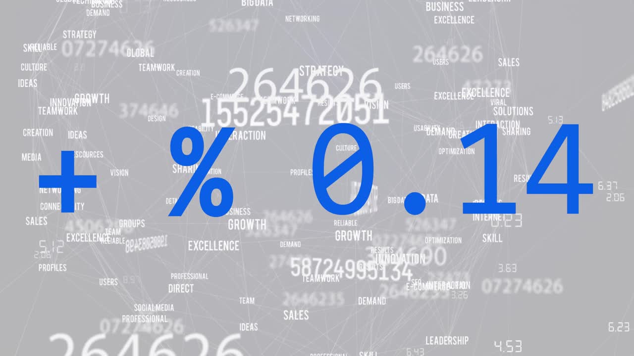 회색 배경 위에 금융 데이터 처리의 애니메이션