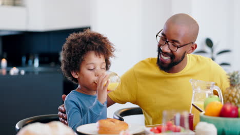 Man,-child-or-communication-for-orange-juice-by