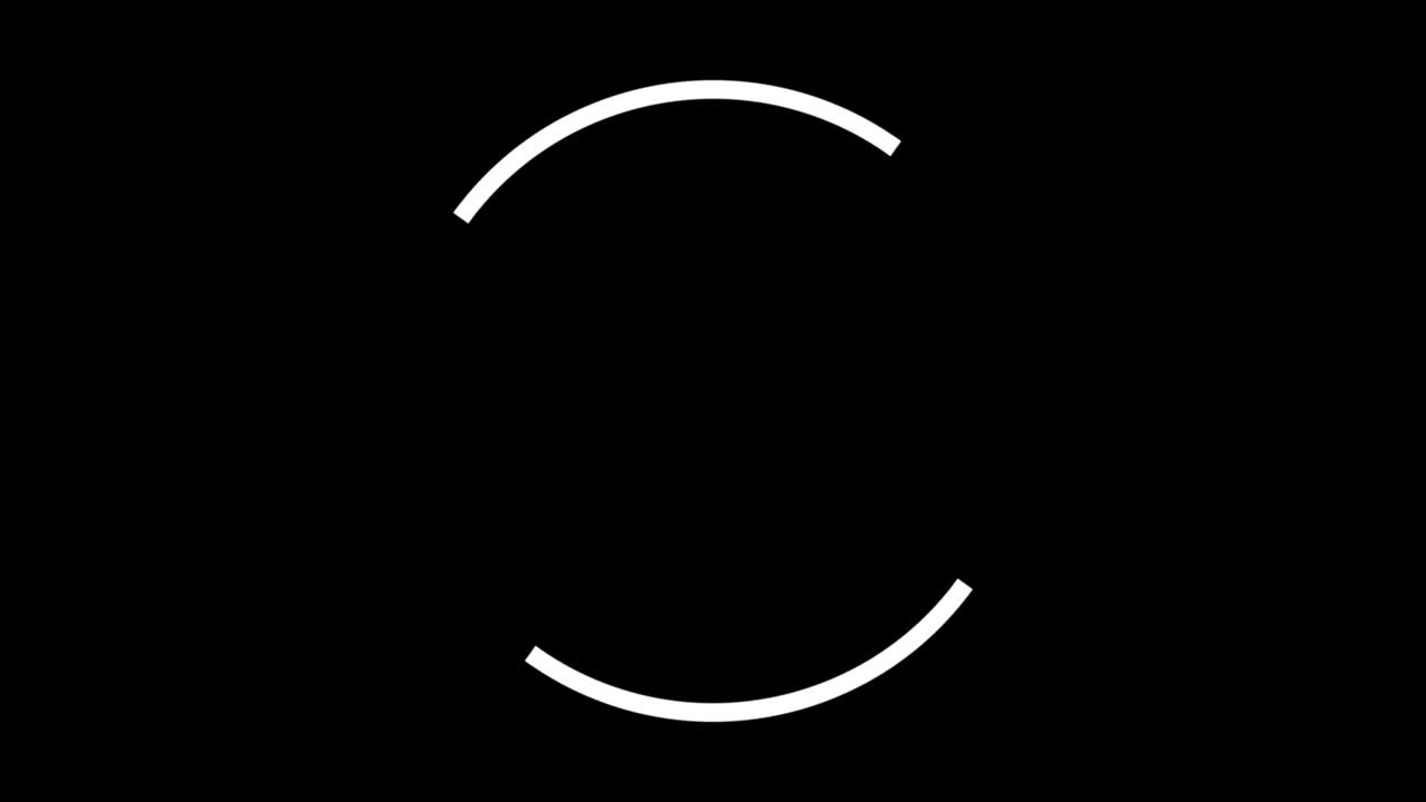 두 개의 색 나선의 추상화: 검은색 배경의 원에서 서로 부드러운 회전. 애니메이션. 기하학적 매혹적인 로딩 나선