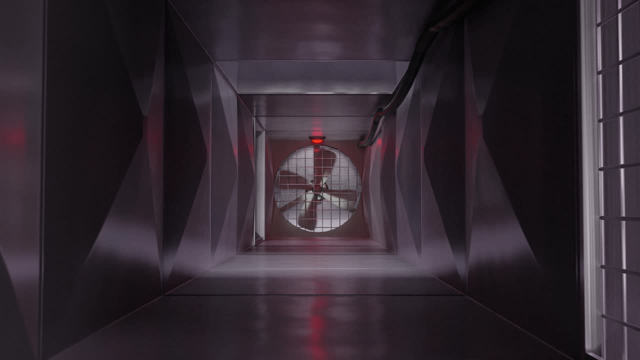 dentro de la ventilación del aire, el conducto de aire, el eje de ventilación, el sistema de ventilación de acción, el escape de la película 4k.