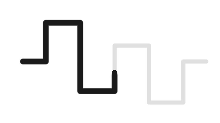 Animated Line Drawing a Zigzag Path on White Background
